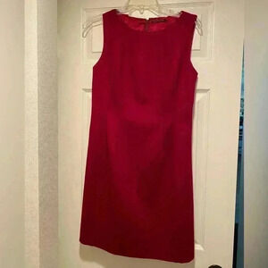 Tahari Womens Wool Winter Sleeveless Burgundy Maroon Midi Classic Lined Dress 6